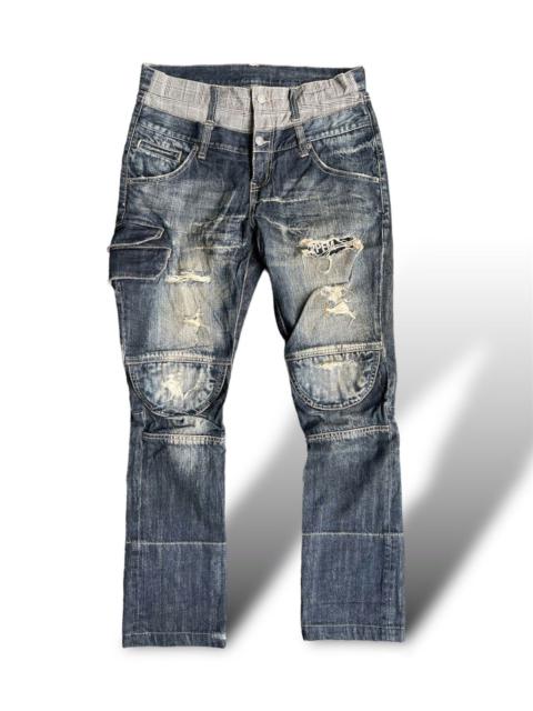 Other Designers Japanese Brand × PPFM - PPFM double waisted distressed biker denim