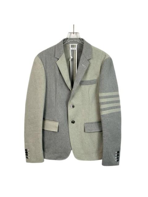 Thom Browne Mens Two-Tone Gray Blazer With Striped Sleeve
