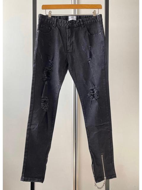 Heliot Emil Ripped Denim Pants with side Zippers
