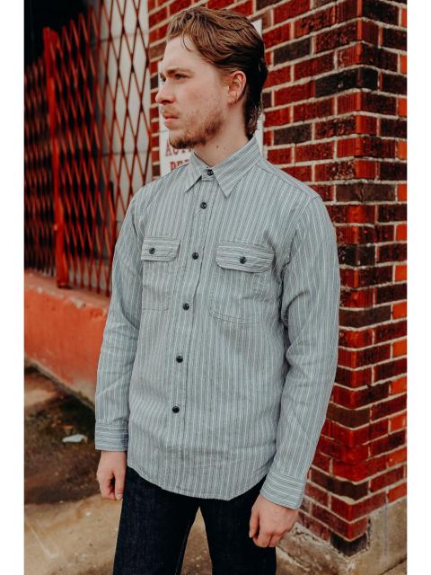 SUGAR CANE SC29146 SUGAR CANE LONG SLEEVE WORK SHIRT- DOBBY STRIPE BLUE