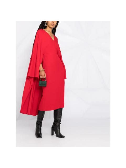 Valentino Valentino Garavani Cape-Style V-Neck Silk Midi-Dress
