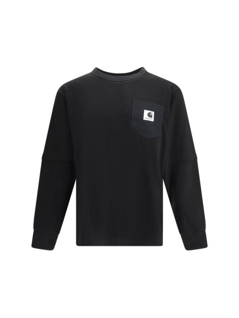 sacai Sacai Men Wip Cotton Jersey L/S T-Shirt By Sacai X Carhartt
