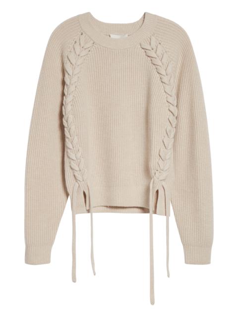 Isabel Marant Isabel Marant Tulliam Lace-Up Detail Merino Wool & Cashmere Blend Crewneck Sweater in Anthracite at 