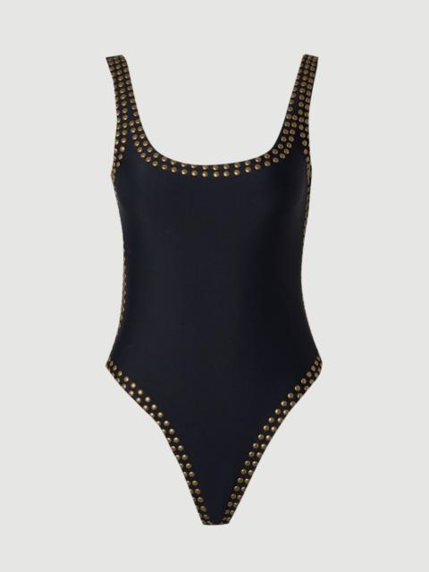 KAREN MILLEN Bronze Studded High Leg Swimsuit