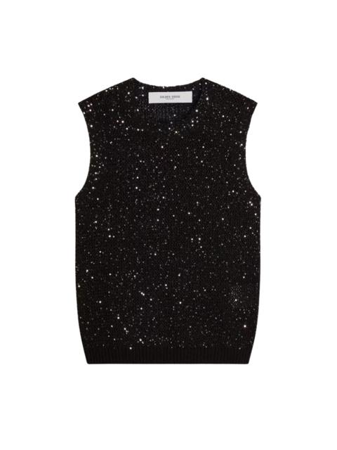 Golden Goose Black Sequin Mesh Tank