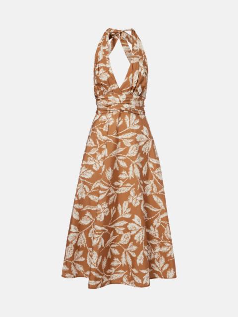 Max Mara Halterneck printed cotton midi dress