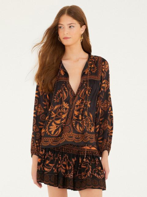 FARM RIO Black Cornely Ainika Lenzing™ Ecovero™ Viscose Mini Skirt