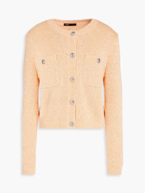 maje Sequin-embellished crochet-knit cardigan