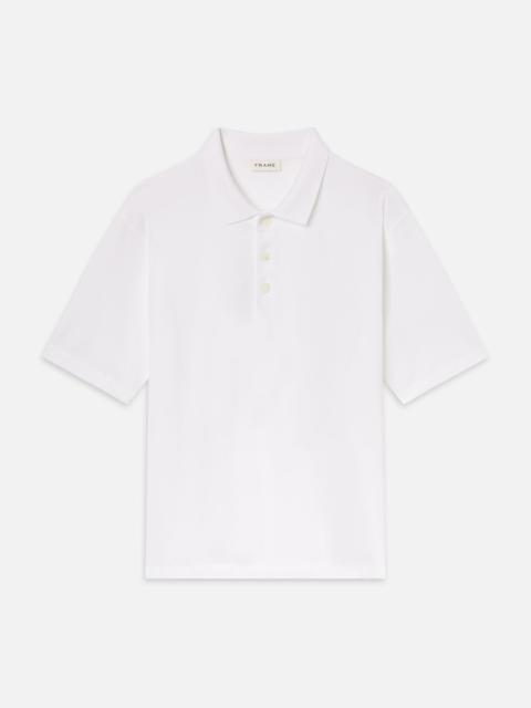 FRAME Light Pique Polo in White