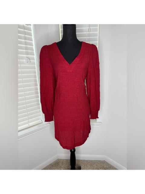 Other Designers BB Dakota by Steve Madden Textured Red Long Sleeve Dress