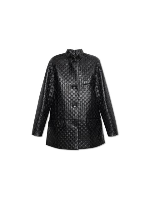 GUCCI GUCCI Black GG Leather Coat New & Authentic (Women's size:IT