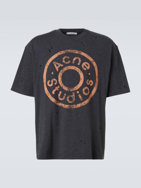 Acne Studios Logo distressed cotton-blend jersey T-shirt