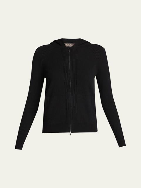 Loro Piana Merano Cashmere Zip-Front Hoodie Sweater