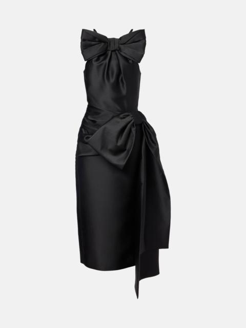 SHUSHU/TONG Bow-detail wool-blend satin midi dress