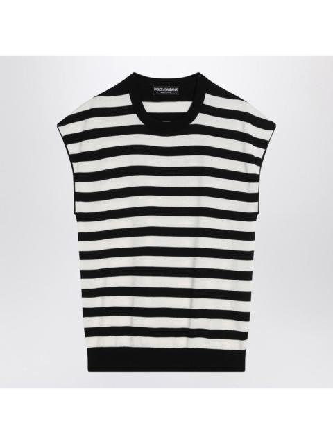 Dolce & Gabbana Sleeveless kimono-style striped sweater