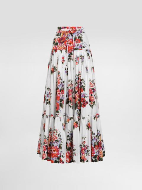 Dolce & Gabbana Flower bouquet-print poplin long skirt