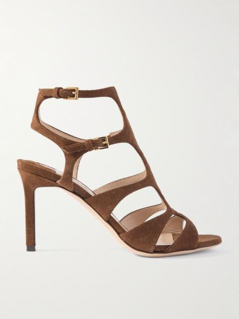 TOM FORD Paradise cutout suede sandals Tan
