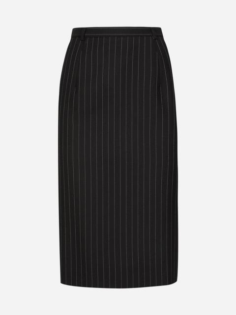 Dolce & Gabbana Pinstripe wool calf-length skirt