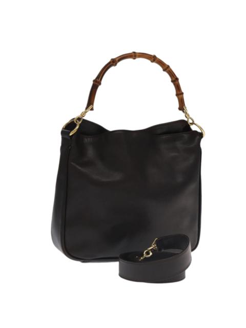 GUCCI GUCCI Bamboo Hand Bag Leather Brown Gold