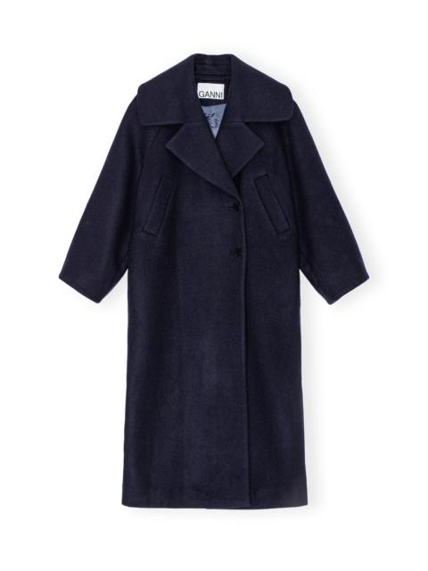 GANNI DARK BLUE WOOL COAT