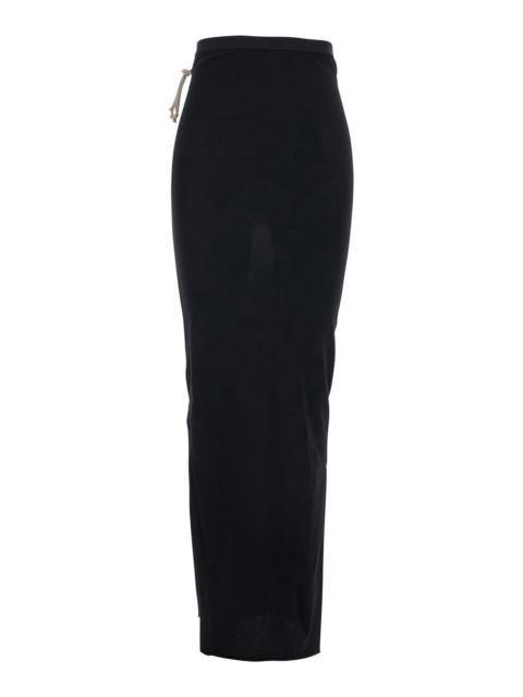 Rick Owens Rick Owens Women Black Long Skirt With Drawstring Closure On The Side And Straight Hem In Cotton Wom