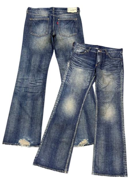 Blue Blue Japan 🔥Rare Bobson Crack Wash Indigo Rusty Flare Jeans Bited Heel