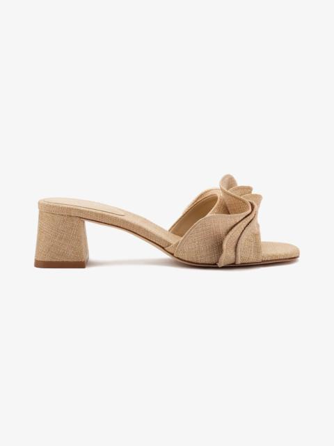 Larroudé Brigitte Ruffle Mule In Beige Raffia