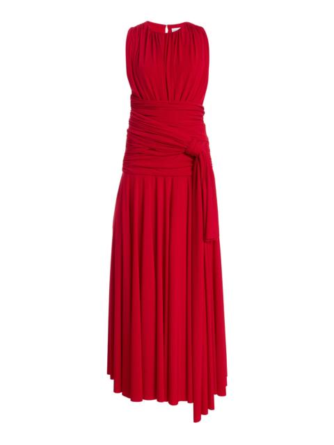 BRANDON MAXWELL The Isadora  Knot-Detailed Draped Maxi Dress red