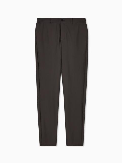 GIORGIO ARMANI TECHNICAL WAFFLE FLAT-FRONT TROUSERS
