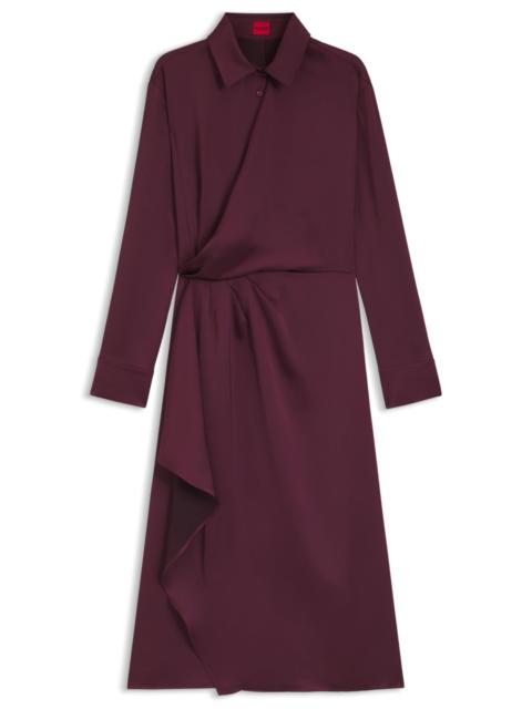 HUGO DRAPE-DETAIL MIDI DRESS IN SATIN