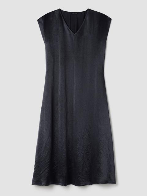 EILEEN FISHER Textured Satin V-Neck Dress