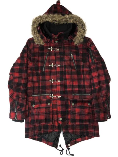 Other Designers RARE🔥Vintage In The Attic Fur Hooded Tartan Wool Jacket