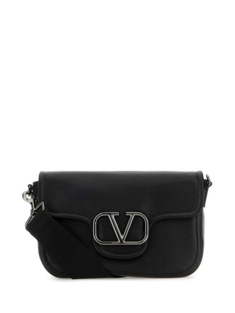 Valentino Valentino Garavani Men Black Leather Vlogo Crossbody Bag