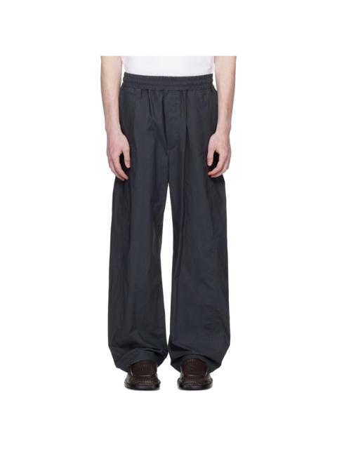 Gray Resinated Cotton Trousers
