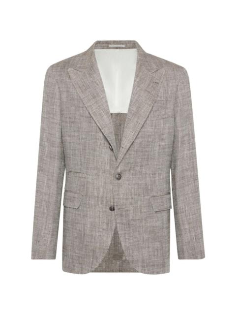 Brunello Cucinelli Brunello Cucinelli Herringbone Silk Linen Blazer