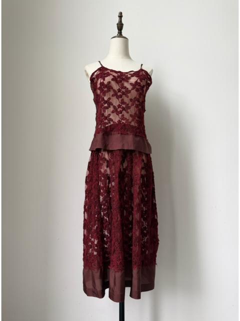 Comme Des Garçons Comme Des Garcons 2000 Cutout Lace Two-Piece Wool Panel Midi Dress