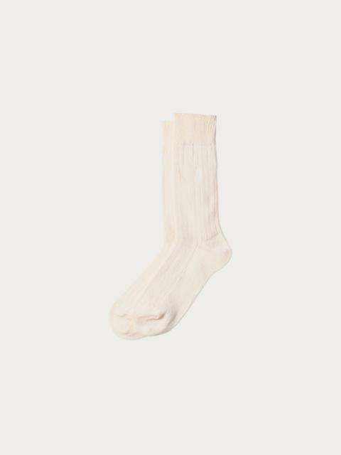 ROTOTO® Linen Cotton Ribbed Crew Socks - Ecru