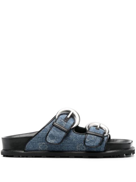 Marine Serre REGENERATED DENIM MONOGRAM SANDAL (MEDIUM DARK BLUE/PRINT)