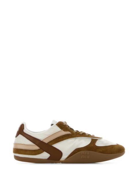 Miu Miu Miu Miu Women Two-Tone Tech Fabric And Suede Gymnasium Sneakers