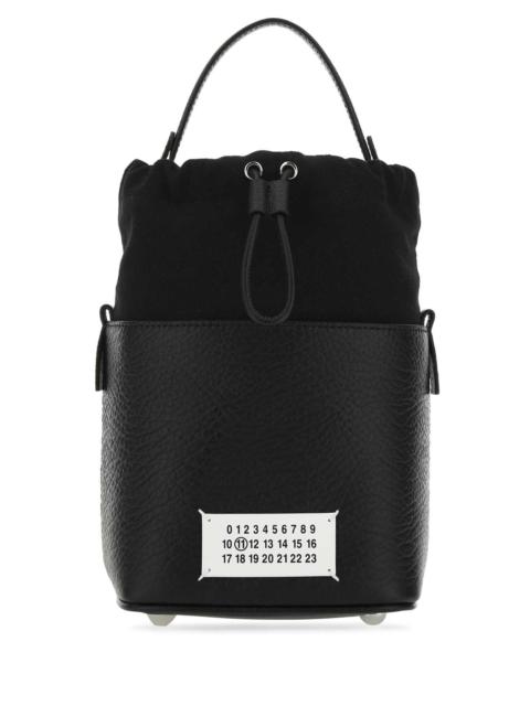 Maison Margiela Maison Margiela Women Black Leather And Canvas Mini 5Ac Bucket Bag