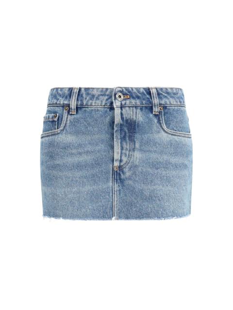 Miu Miu Miu Miu Frayed Hem Denim Mini Skirt Blue
