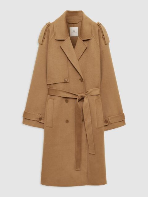 ANINE BING Rickie Maxi Trench - Camel Cashmere Blend
