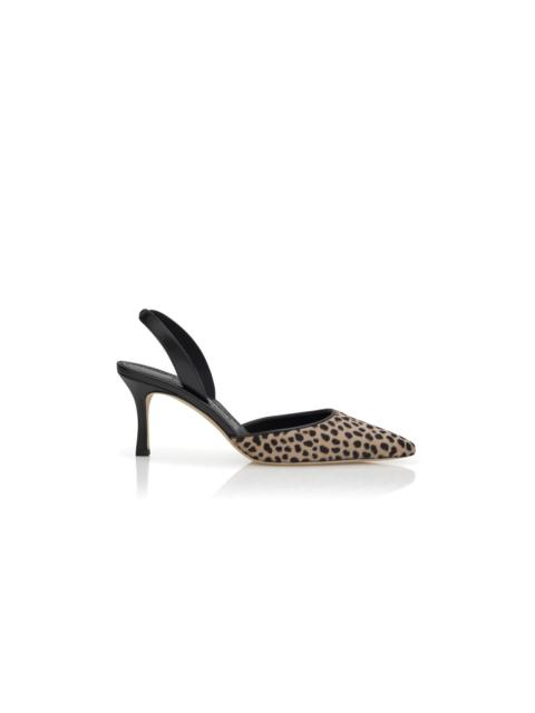 Manolo Blahnik Animal Print Calf Hair Slingback Pumps