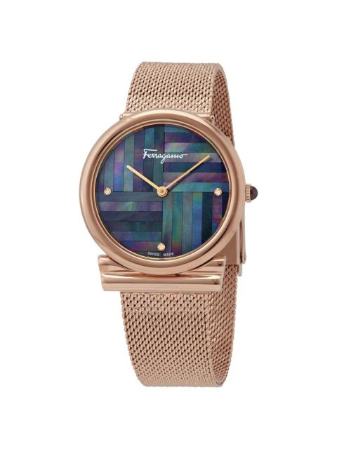 FERRAGAMO Ferragamo Black Mother of Pearl Dial Ladies Watch SFIY00819