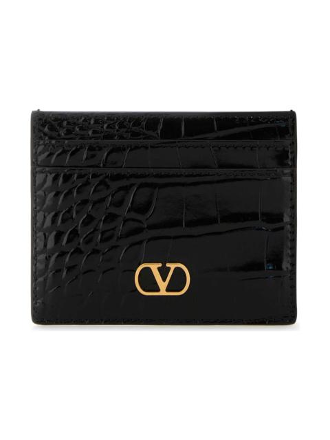 Valentino Black Leather Vlogo Card Holder