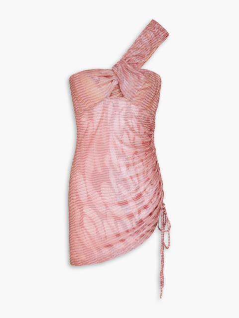 Missoni Mare one-shoulder metallic crochet-knit mini dress