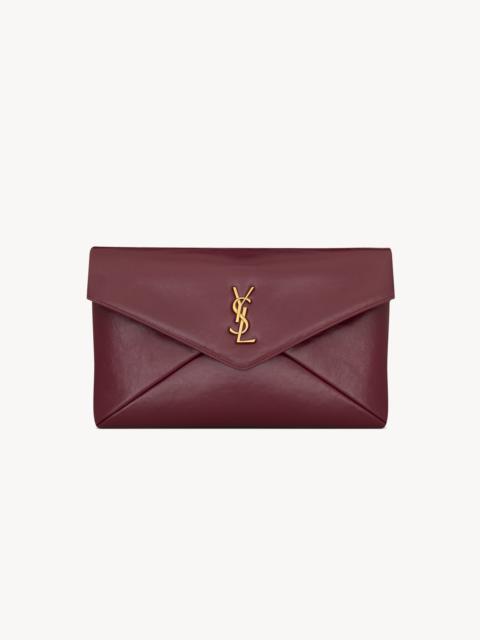 SAINT LAURENT CASSANDRE LARGE ENVELOPE POUCH IN SHINY LEATHER