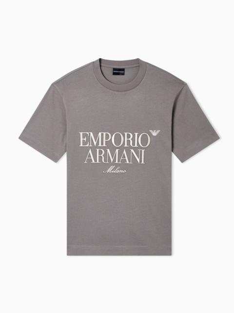 EMPORIO ARMANI HEAVY JERSEY T-SHIRT WITH EMBOSSED LOGO EMBROIDERY