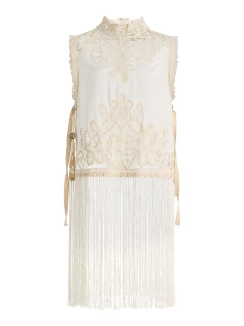 Sea Adelina Fringed Lace Top ivory