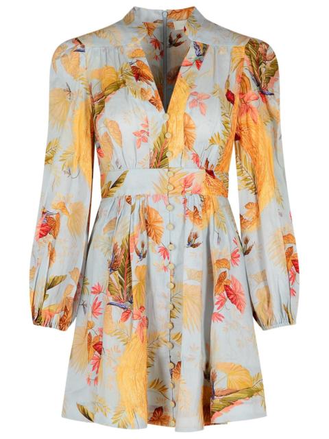 Zimmermann Zimmermann 'Plunge' Low-Cut Mini Dress In Light Blue Linen Women